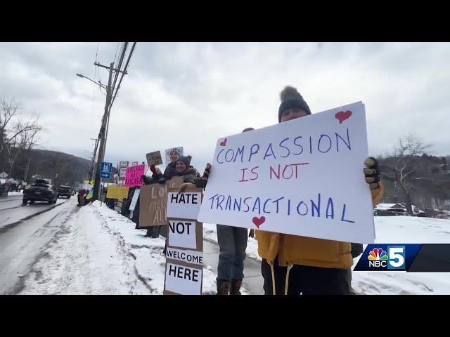 Protesters, supporters rally in Waitsfield and Warren as Vice President JD Vance visits Vermont