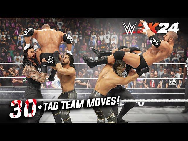 "30 COOLEST" Tag Team Moves in WWE 2K24 (best animations!)