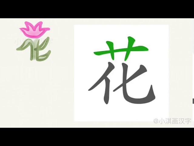 1分钟，一起画汉字：“花”