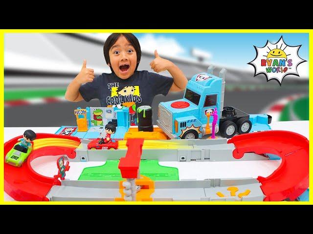 Ryan's World Giant Truck Toy Car Race Track!!!