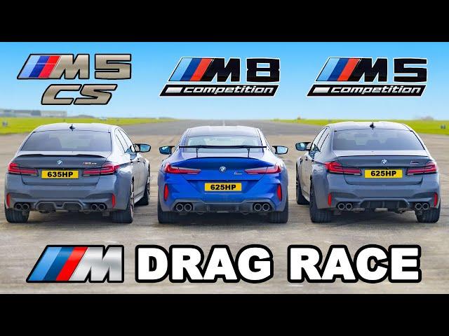 BMW M8 v M5 CS v M5 Comp: DRAG RACE