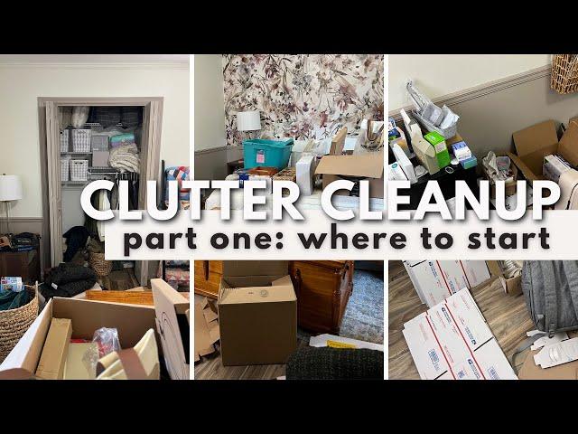 CLEANING UP A CLUTTERED JUNK ROOM PART 1 | Step By Step Method For Decluttering An Overwhelming Room