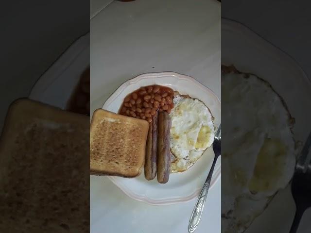 Breakfast. Sausage, Eggs. Toast and Baked Beans. Enjoy.  @bluesky2019