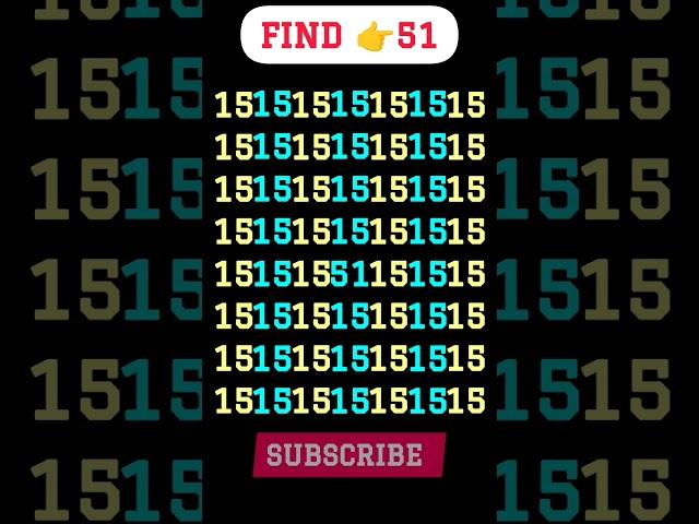 Find The Number 51 #puzzle #iqtest #oddoneout #brainteaser #youtubeshorts #trending