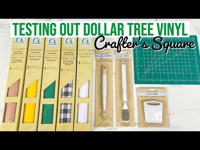 TESTING OUT & REVIEWING DOLLAR TREE CRAFTER'S SQUARE PRODUCTS - VINYL, TRANSFER TAPE, & TOOLS!