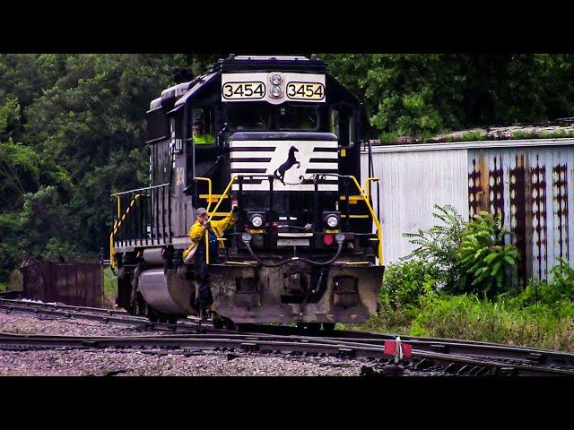 Local train crossing bridge and switching at Atlas Roofing in Franklin Ohio