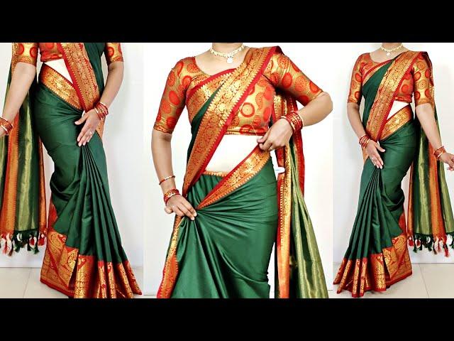 Perfect pleats wedding cotton saree draping step by step for beginners | cotton silk saree draping