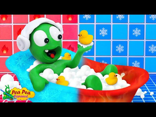 Pea Pea juega en el desafío de la bañera fría y caliente - Vídeos para Niños - Pea Pea Español