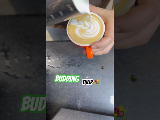 Newly budded Tulip  latte art #newmusic #captions #barista #coffee #minivlog #latteasmr #tulip