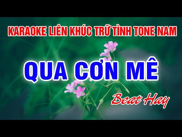 Karaoke Liên Khúc Trữ Tình Tone Nam Nhạc Sống Dễ Hát - Qua Cơn Mê | Nguyễn Linh