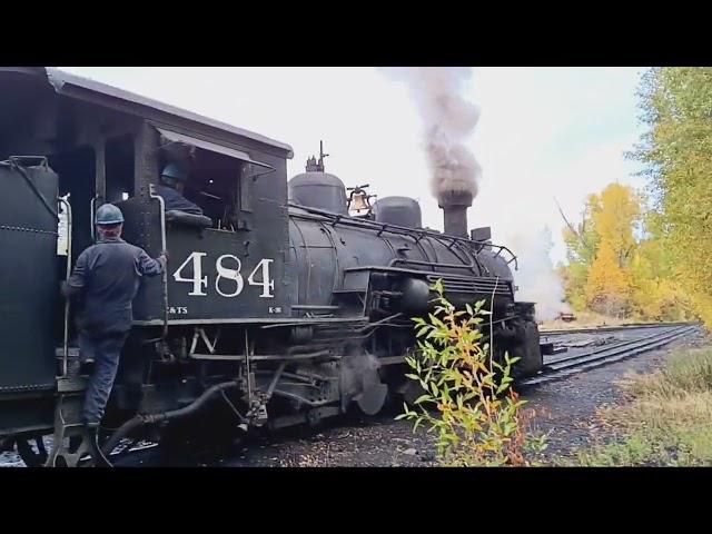 Rio Grande K 36 # 484 getting fire groomed and water tank filled .