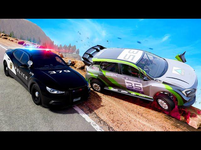 MULTIPLAYER Police Chase Down Mountain - BeamNG Drive Crashes