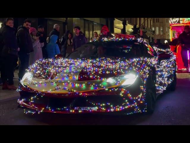 Ferrari SF90 Christmas Tree  driving and funny reactions in London!!