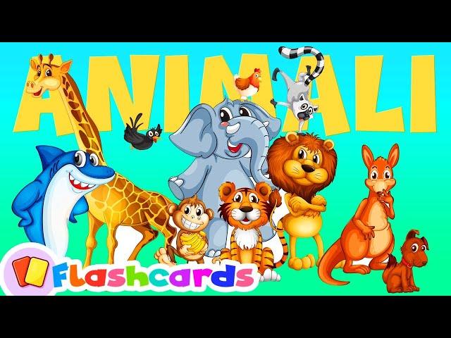 Impariamo i NOMI E I VERSI degli ANIMALI (MIX 45min)  FLASHCARDS Educativo Per Bambini