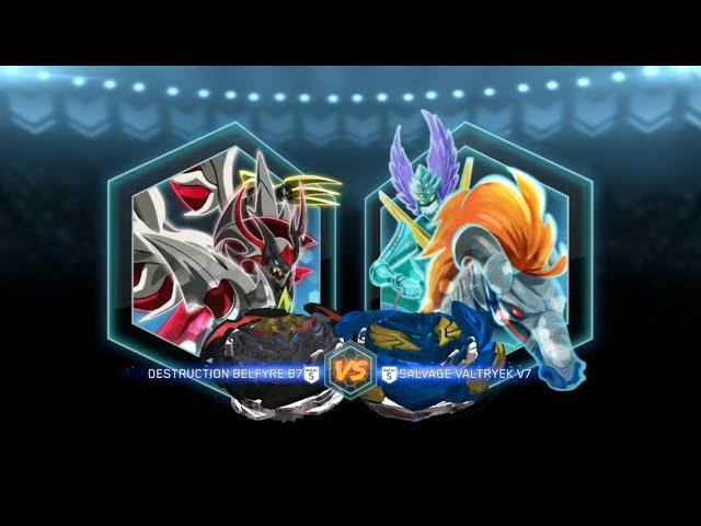 DESTRUCTION BELFYRE B7 VS SALVAGE VALKYRIE V7 | BEYBLADE BURST app
