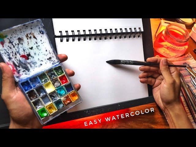 Easy Step by Step Watercolor Tutorial for Absolute Beginners ~ A Beautiful Rainy Street Sunset Scene