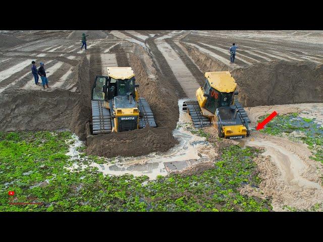 Incredible Showing Dozer Failure In Water And Technical Skills Helping By Dozer Mov Sand Into Water