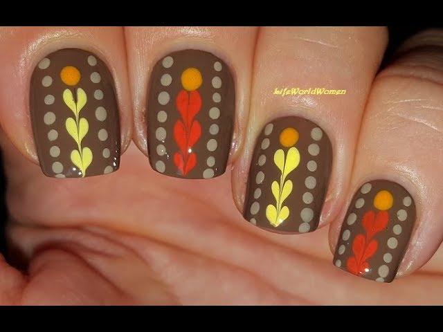 FALL NAIL ART 2019 #6 / Brown Nails With Dry Marble Heart Design