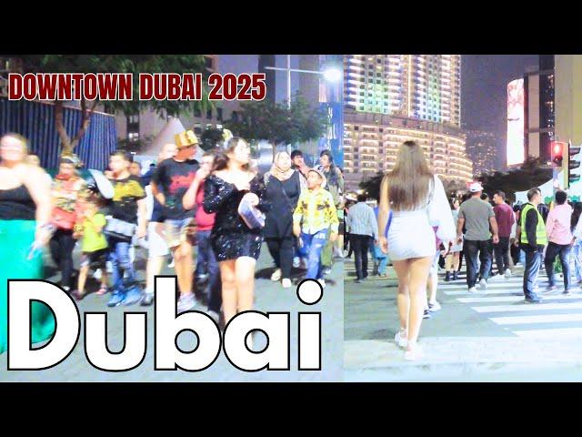 Downtown Dubai New Year 2025 After Fireworks Burj Khalifa