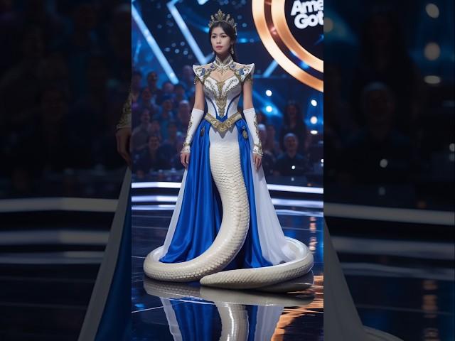 A Woman Transform into an White Snake, wow #fypyoutube #americasgottalent #talent #snake #ai #fyp