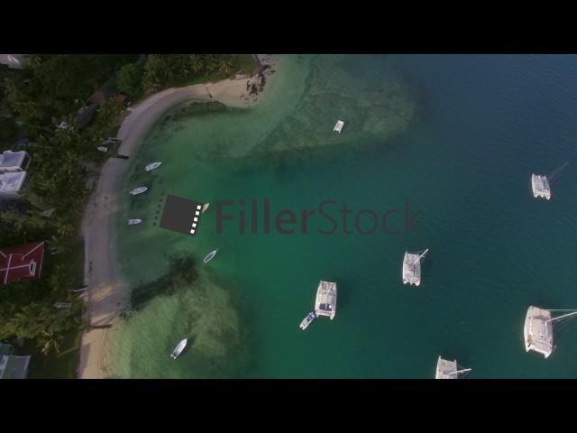 Bay with yachts and boats, aerial view