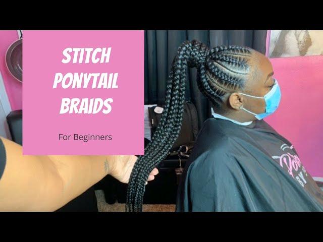 How To Do A Stitch Braid Ponytail l EASY For Beginners l Protective Style l PolishedByTesia