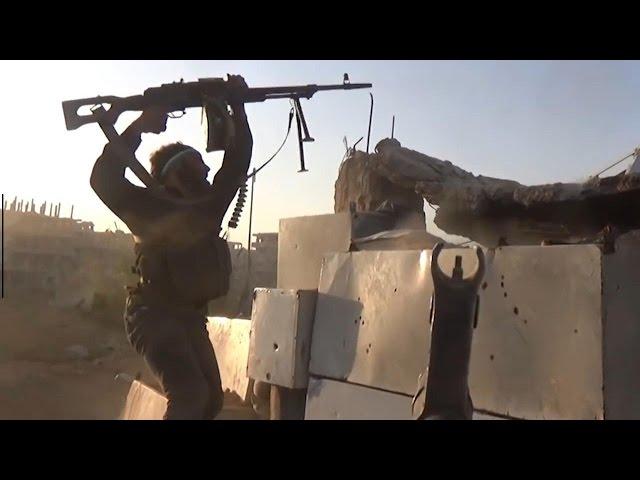 Syria War 2016 - Rebels in Urban Fighting During Clashes in Damascus City