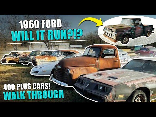 JUNKYARD walk through. ((400 plus CARS))  1960 Ford Truck. WILL IT RUN?!?