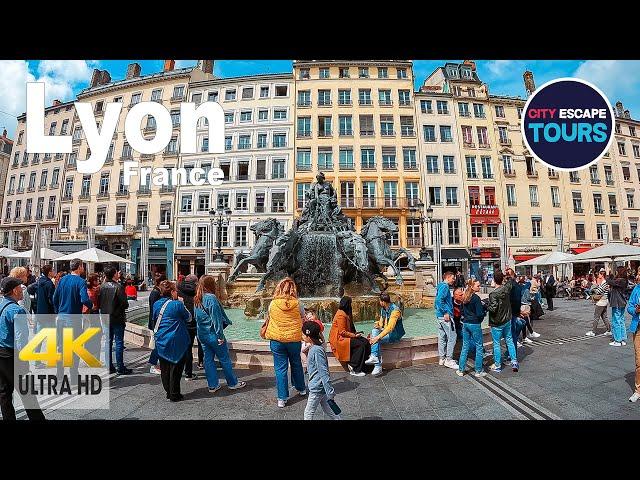 Lyon, FRANCE  One of the best cities in France, Town Center Walking Tour, (4k UHD 60fps)