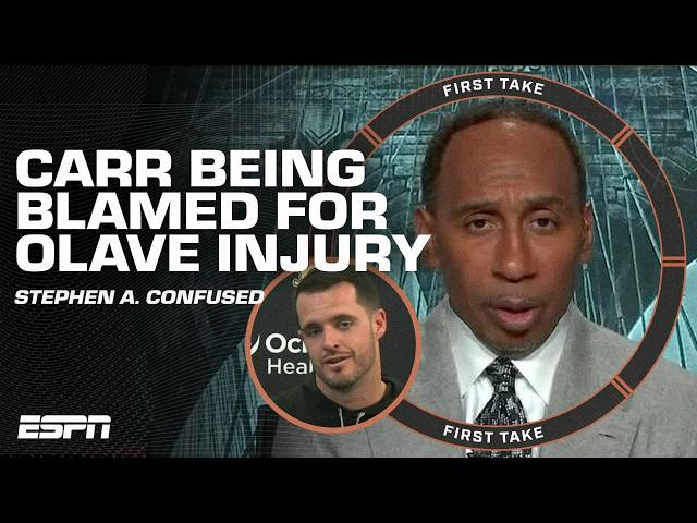 Michael Thomas BLAMES Derek Carr for Chris Olave's concussion?  Stephen. A is confused | First Take