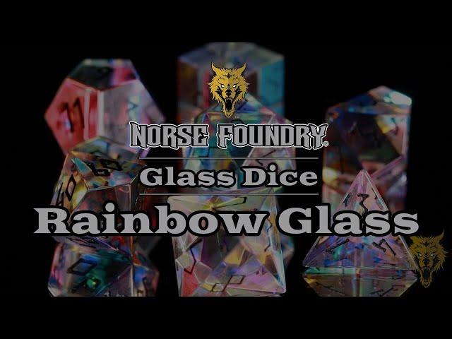 Norse Foundry K9 Rainbow Glass Black Font Dice Set