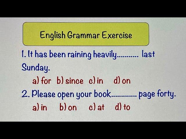 Prepositions Exercise | English Grammar Test