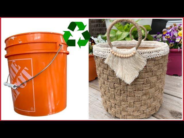 Recycling Paint Bucket/ Diy Jute Rope Craft Idea/ إعاد تدوير جردل دهان