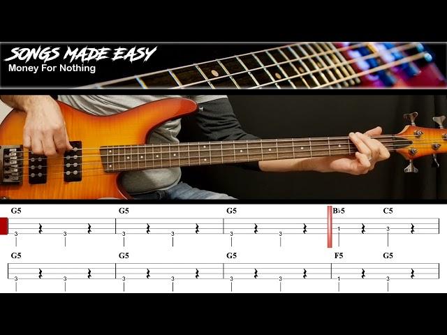 Money For Nothing - Dire Straits | BASS TAB LESSON | Songs Made Easy