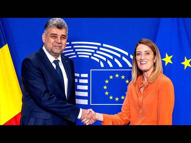 Romanian PM Marcel Ciolacu met with President of the European Parliament, Roberta Metsola