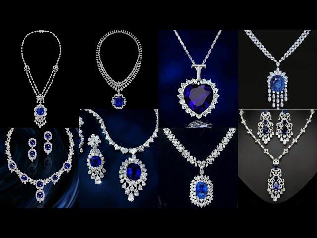 50+ Gorgeous & Expensive Blue Sapphire Necklace Set Style September Birthstone With Diamond part2