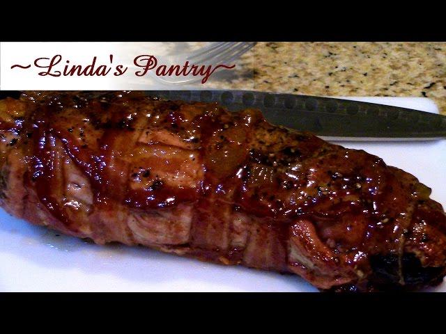 ~Bacon Wrapped Fruit & White Cheddar Stuffed Pork Tenderloin With Linda's Pantry~