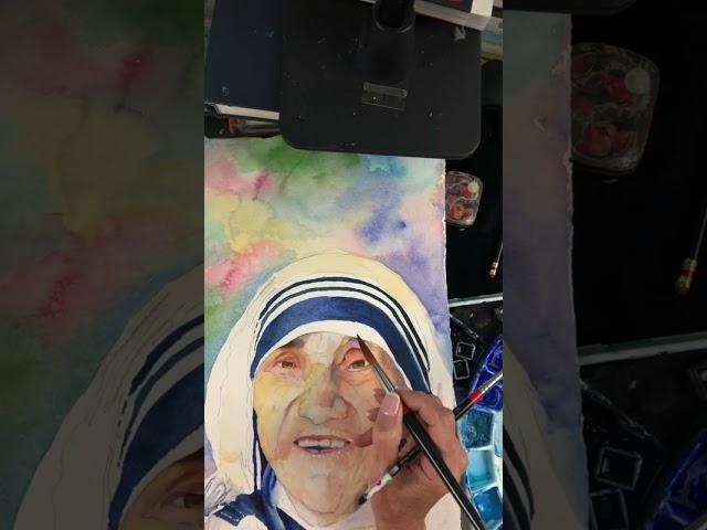 Watercolor process for portrait of Mother Teresa- part 1