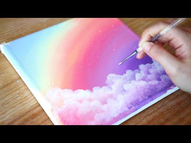 Dreamy Day Rainbow Sky & Clouds | Step by step Acrylic Painting #144