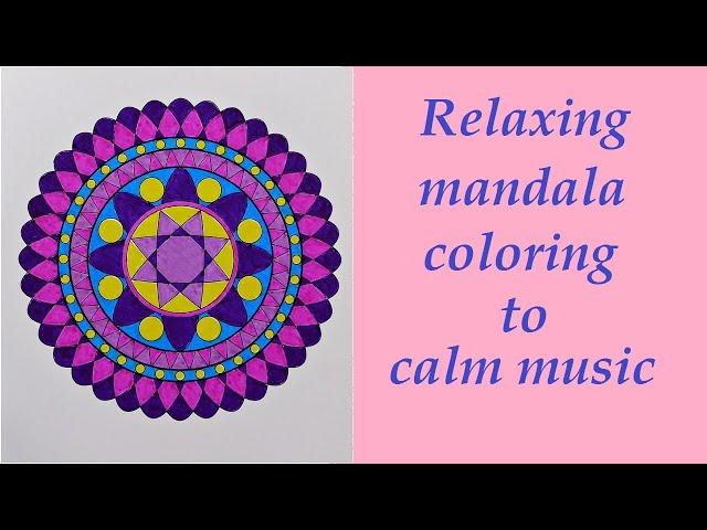 Relaxing mandala coloring to calm music.