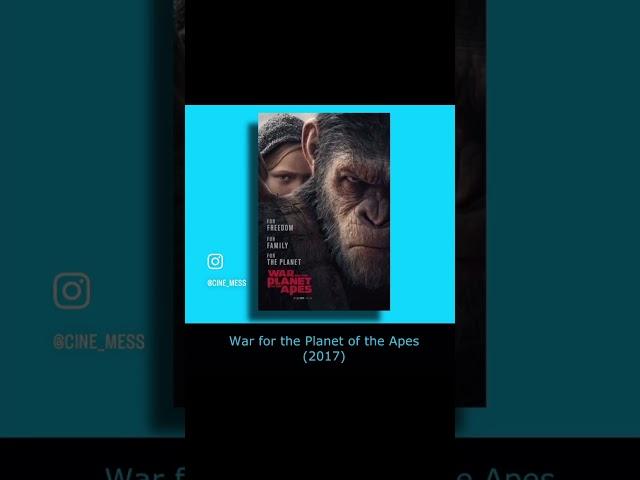 Planet of the apes film order.  #film#planetoftheapes#movie#top5#topfilm#masterpiece#mustwatch