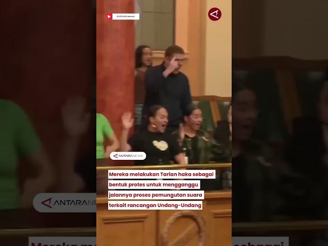 Anggota parlemen Selandia Baru yang berasal dari suku Maori menampilkan Tarian Haka selama sidang