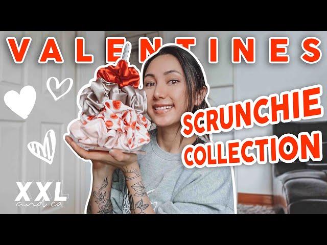 ️XXL SCRUNCHIE VALENTINES DAY COLLECTION: Trying Them On,  Easy Cute Hairstyles, Ways To Wear ️