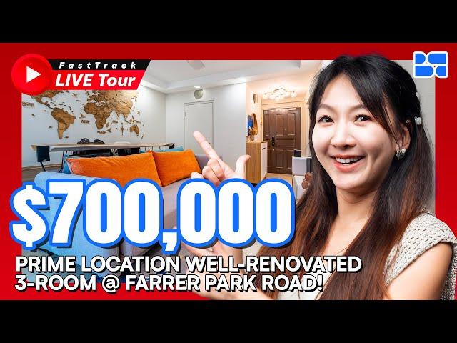 FastTrack Live Tour-Singapore HDB | 15 Farrer Park Road | 3-Room HDB | $700,000 | bleubricks By PLB