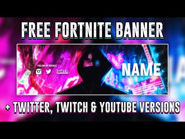 Free Neon Fortnite Banner Template + Twitter, Twitch & YouTube Versions | FREE Photoshop Download