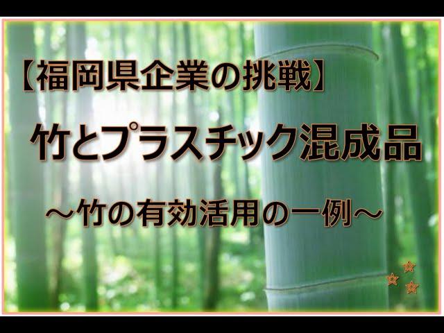 竹とプラスチックの混合品のご紹介。放置竹林問題を軽減できて、脱炭素とSDGsにも貢献できる。福岡県八女市の働く場の提供にも。