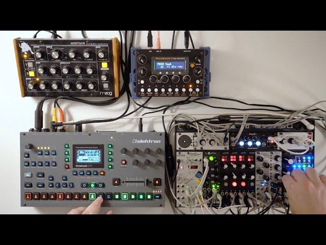 Hardware jam w/ Octatrack MkII, Micromonsta 2, Minitaur, and eurorack drum skiff