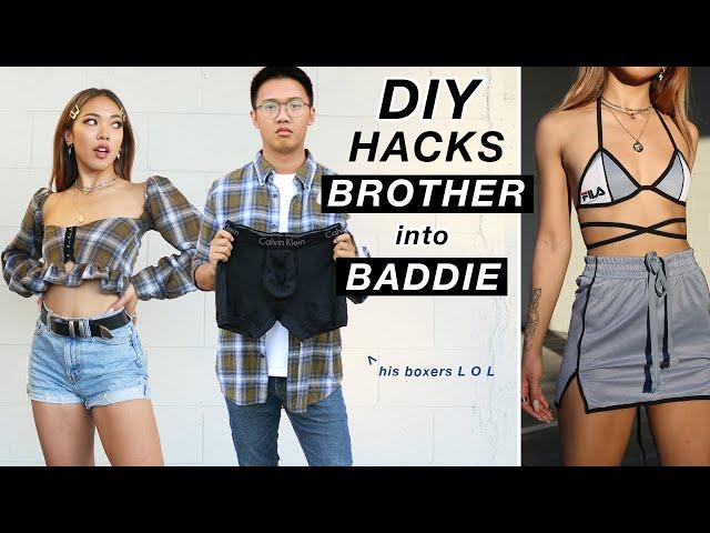 STEALING and UPCYCLING MY BROTHER’S CLOTHES DIY HACKS! | Nava Rose