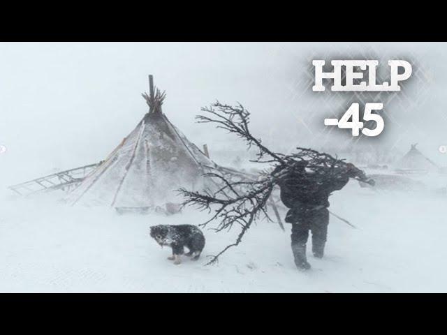 EXTREME -45° Solo Camping 4 Days | Snowstorm & Solo Hot Tent Winter Camping in Snow Storm, ASMR