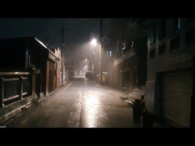 Walking in the Hypnotic Night Rain Bomb Wets Your Dream. Relaxing Sound for Deep Sleep. Seoul Korea.